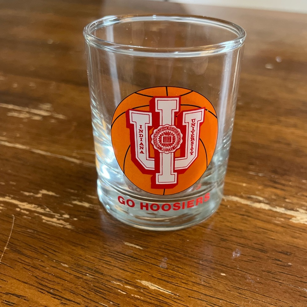Vintage Indiana University Shot Glass - Red, White, Black & Orange. GO HOOSIERS!